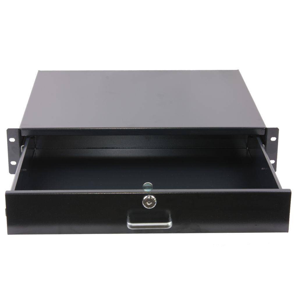 ROCKSTABLE NWSZ kompatibel 19'' 2HE Schublade abschließbar 90x483x358mm schwarz