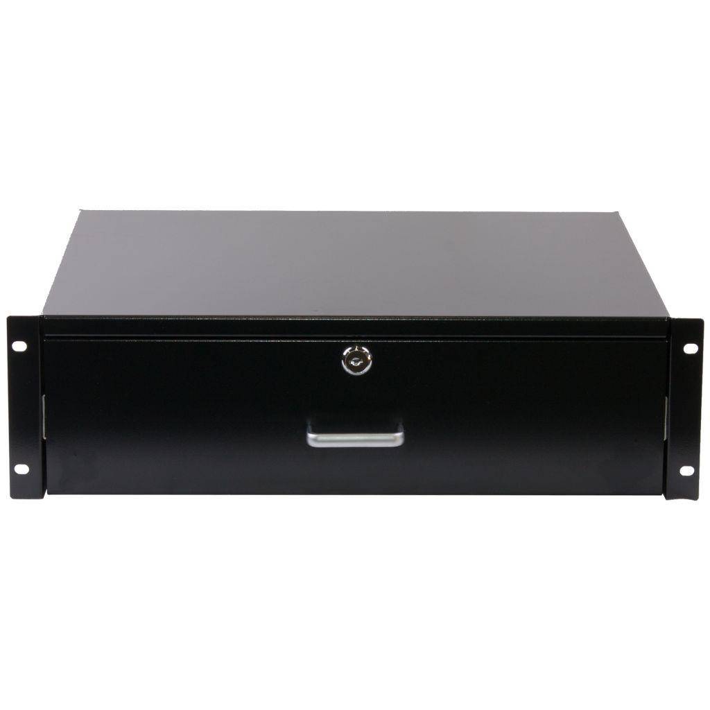 Rockstable 3 HE 19" Abschließbare Schublade - Schubladeneinheit - Schwarz - Stahl - 3U - Oval - 48,3