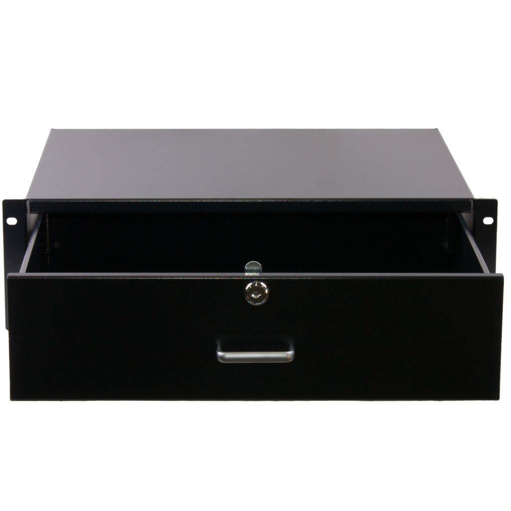 Rockstable 3 HE 19" Abschließbare Schublade - Schubladeneinheit - Schwarz - Stahl - 3U - Oval - 48,3 cm (19")