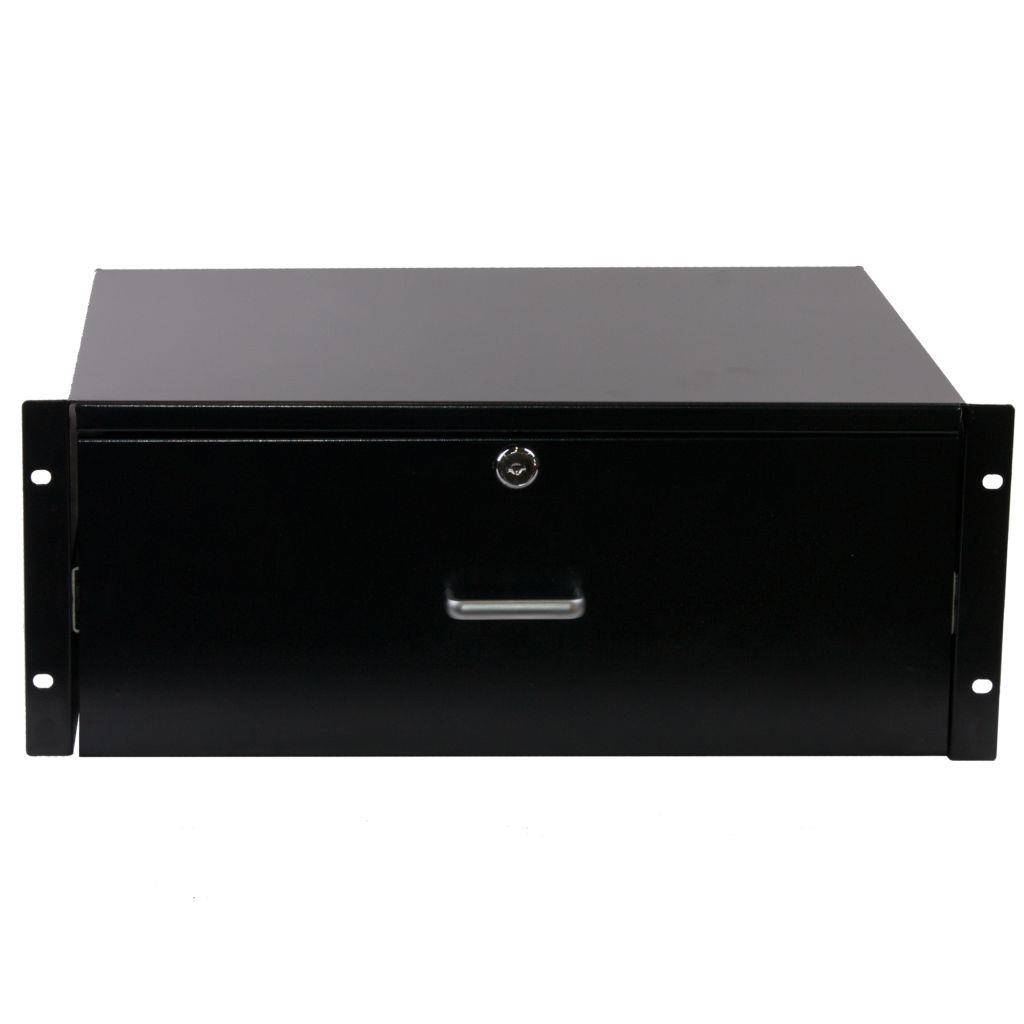 Rockstable 4 HE 19" Abschließbare Schublade - Schubladeneinheit - Schwarz - Stahl - 4U - Oval - 48,3