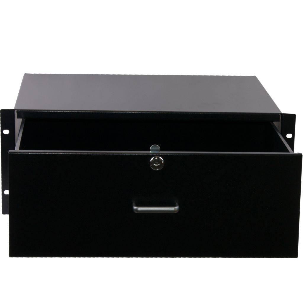 Rockstable 4 HE 19" Abschließbare Schublade - Schubladeneinheit - Schwarz - Stahl - 4U - Oval - 48,3