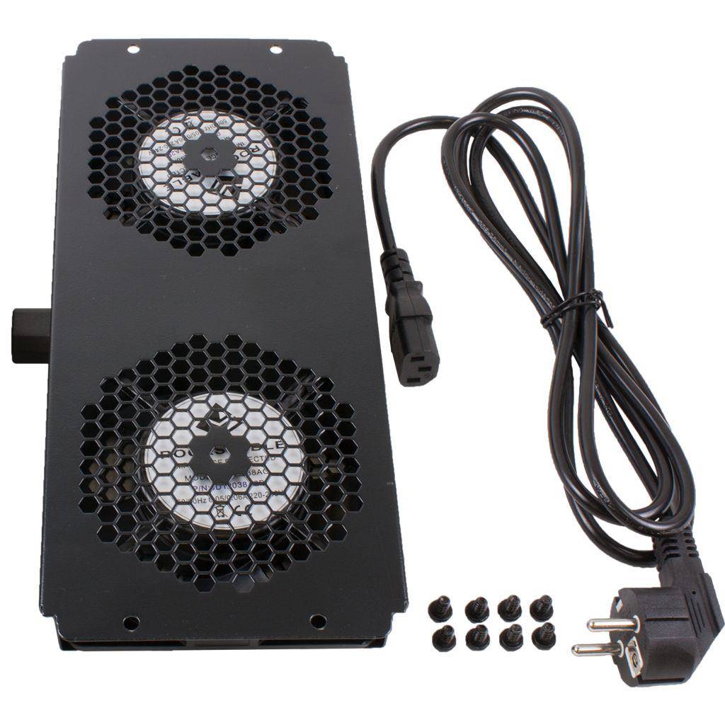 Rockstable 19" Kühlungselement - Kühlgebläse - Schwarz - Stahl - 2 Lüfter - 12 cm - 220 V