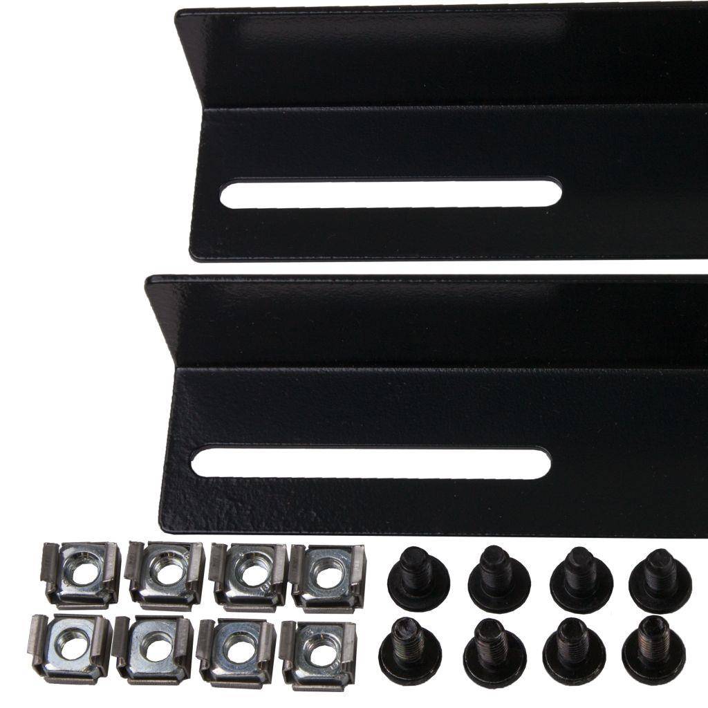 Rockstable 19" L-Trageschienen für 1200mm Tiefe - Regal-Schienenset - Schwarz - Stahl - 48,3 cm (19