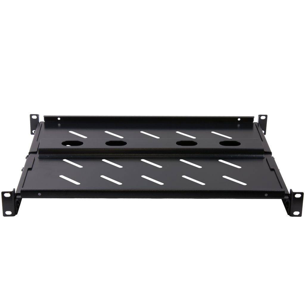 Rockstable 1 HE 19" Schwerlast Fachboden - Regalboden - Schwarz - SPCC - Stahl - 100 kg - 1U - Oval