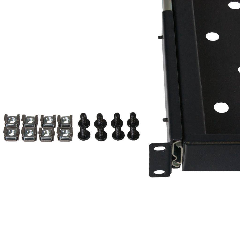 Rockstable 1 HE 19" Fachboden Ausziehbar - Regalboden - Schwarz - SPCC - Stahl - 20 kg - 1U - Oval