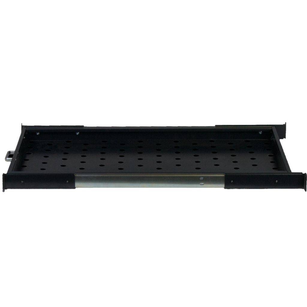 Rockstable 1 HE 19" Fachboden Ausziehbar - Regalboden - Schwarz - SPCC - Stahl - 20 kg - 1U - Oval