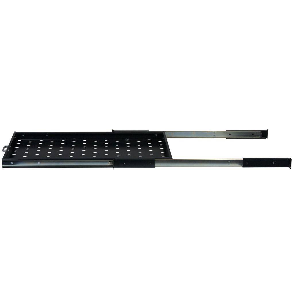 Rockstable 1 HE 19" Fachboden Ausziehbar - Regalboden - Schwarz - SPCC - Stahl - 20 kg - 1U - Oval