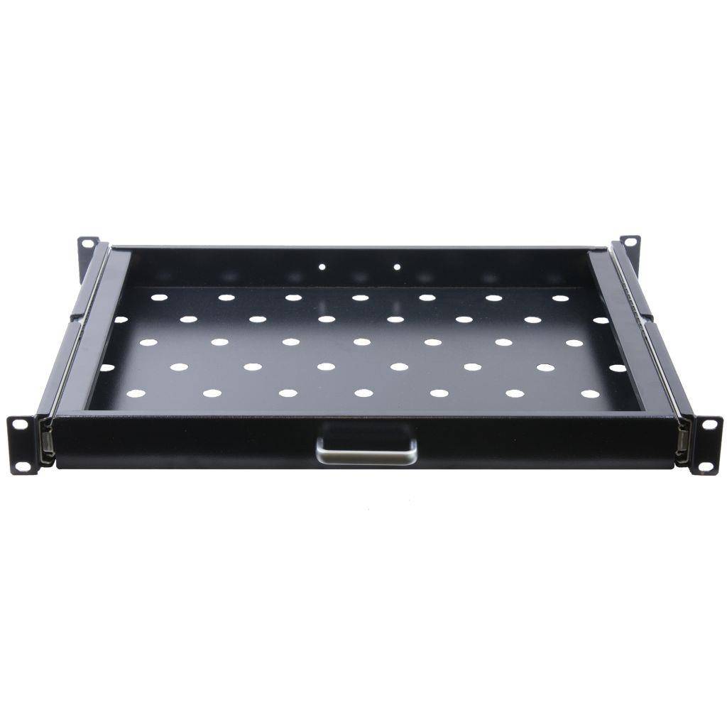 Rockstable 1 HE 19" Fachboden Ausziehbar - Regalboden - Schwarz - SPCC - Stahl - 20 kg - 1U - Oval