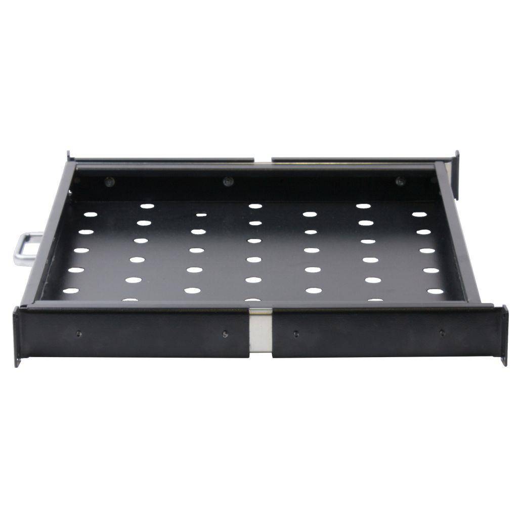 Rockstable 1 HE 19" Fachboden Ausziehbar - Regalboden - Schwarz - SPCC - Stahl - 20 kg - 1U - Oval