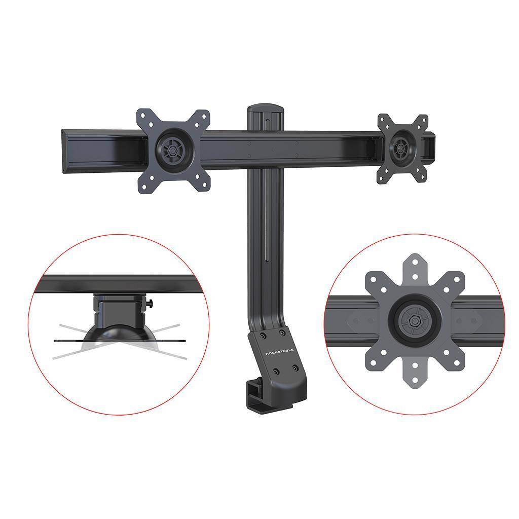 Rockstable Monitorarm, 13-32 Zoll Flat oder Curved Bildschirme, Monitorhalterung max. 8kg pro Monito