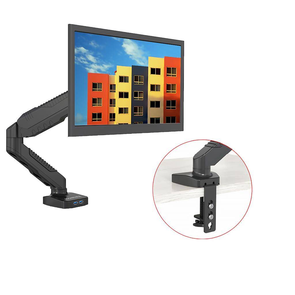 Rockstable Monitorarm, 13-27 Zoll Flat oder Curved Bildschirme, Monitorhalterung mit Gasdruckfeder m