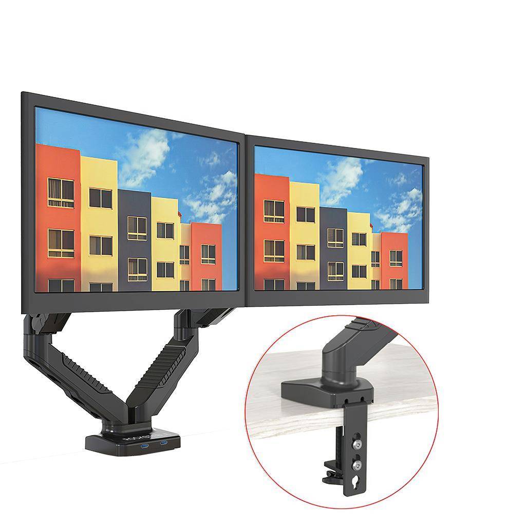 Rockstable Monitorarm, 13-27 Zoll Flat oder Curved Bildschirme, Monitorhalterung mit Gasdruckfeder m