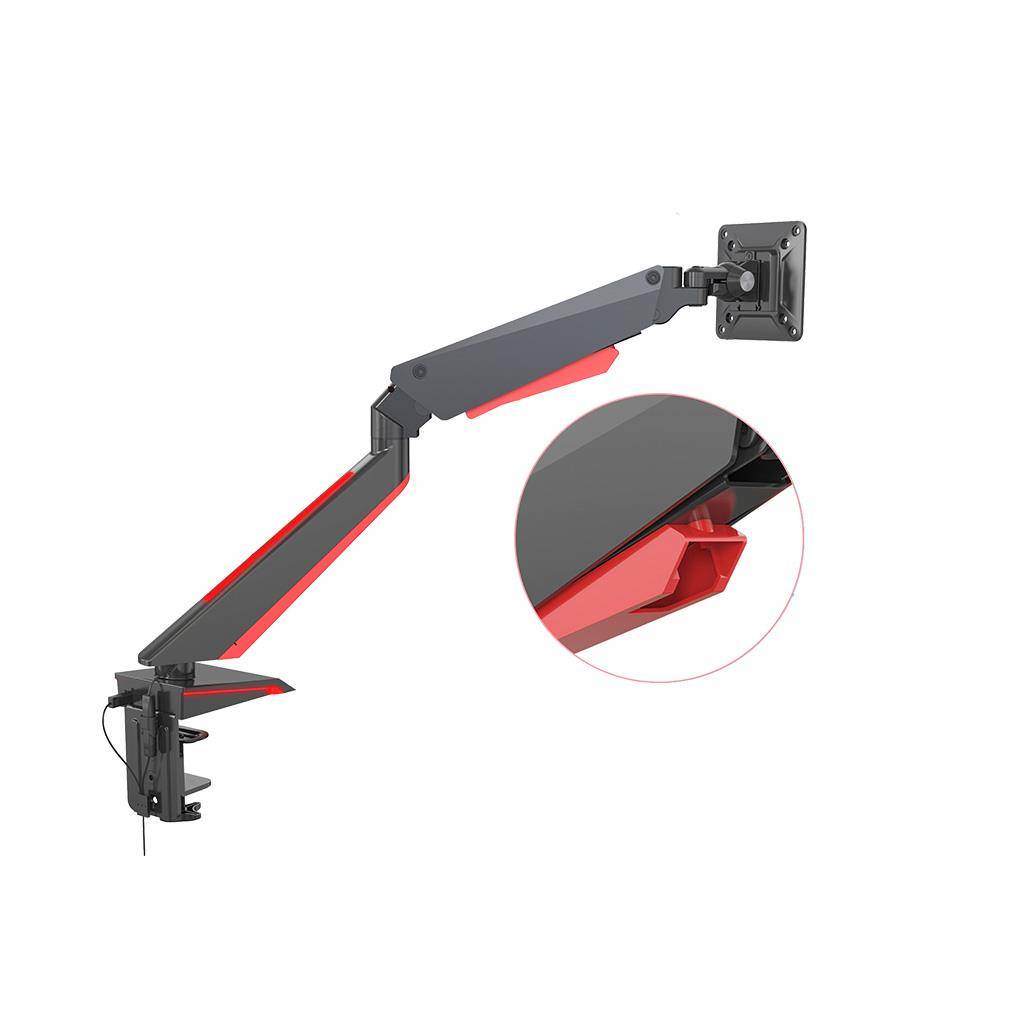 Rockstable Monitorarm, 13-32 Zoll Flat oder Curved Bildschirme, Monitorhalterung beleuchtet max. 8kg