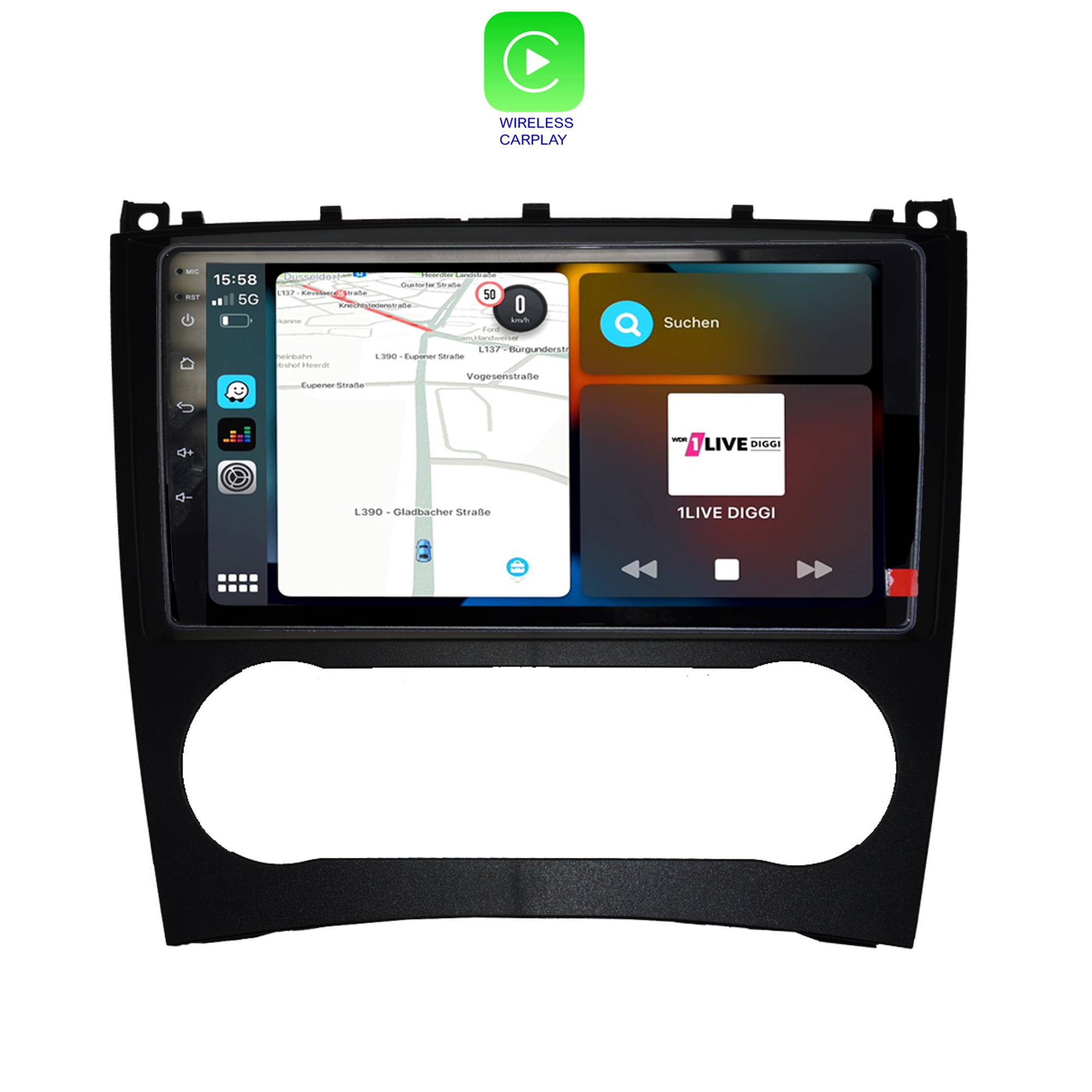 Für Mercedes W203 MOPF 9" Touchscreen Android Autoradio GPS Navi CarPlay