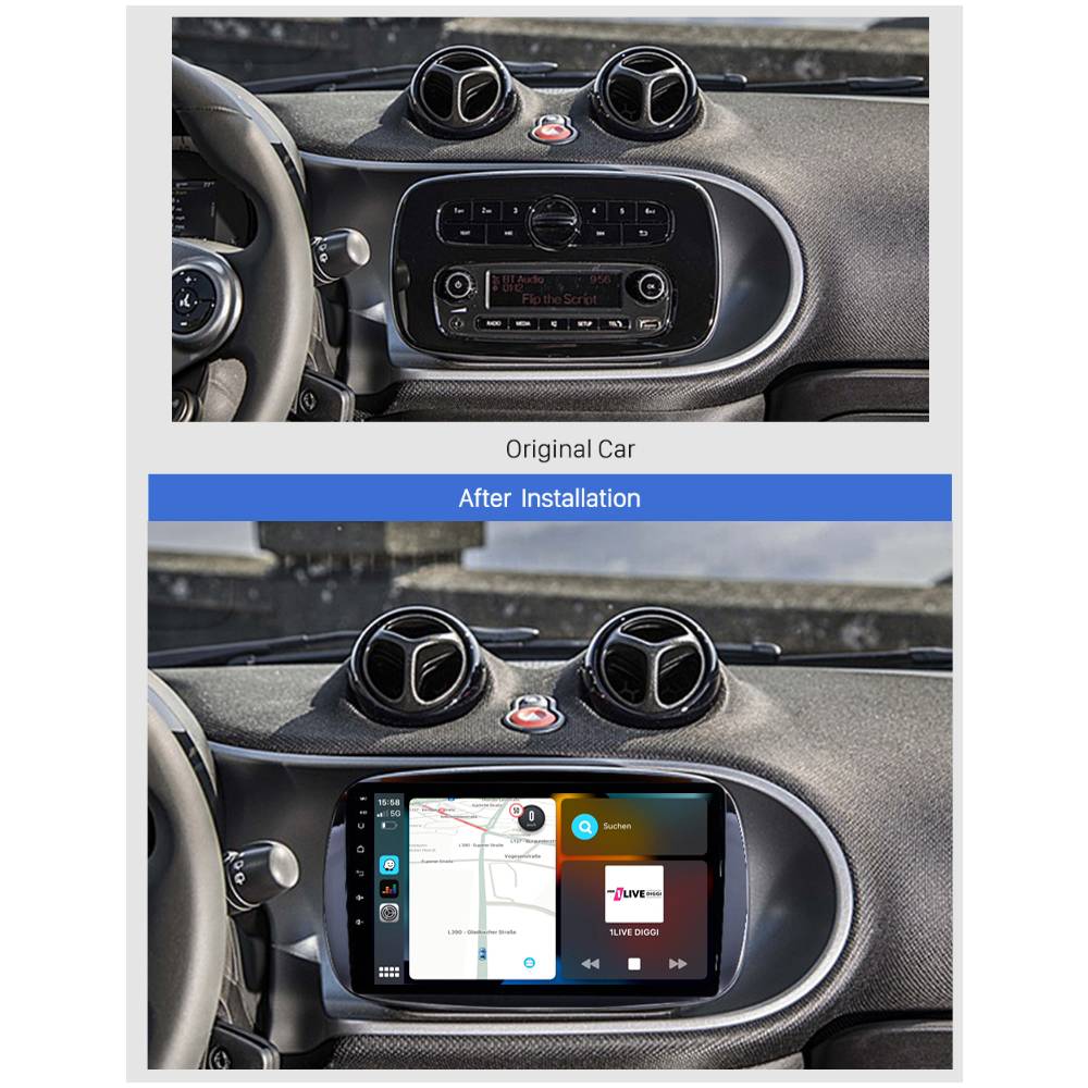 Für Smart Fortwo 14-19 WITHOUT Display 9" Touch Android Radio GPS Navi CarPlay
