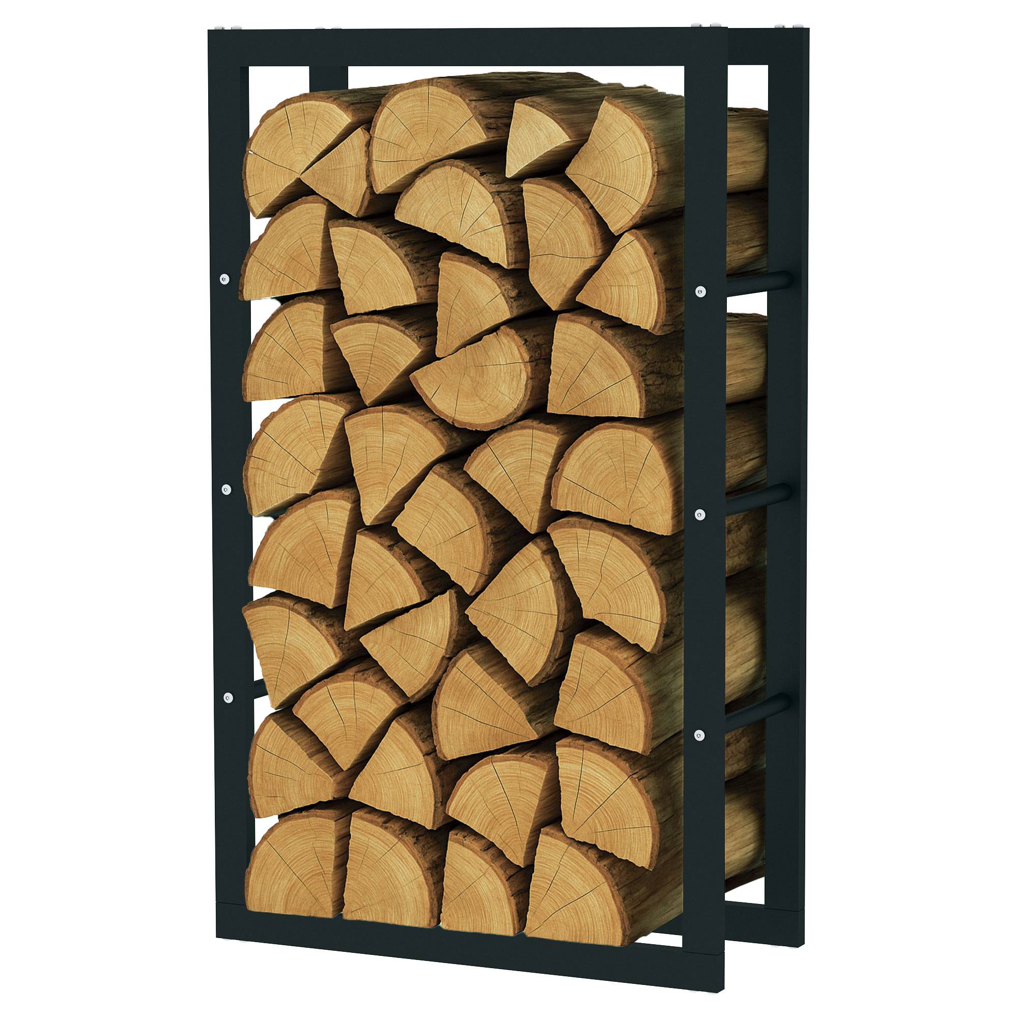 SCHMIDT Kaminholzregal Metall Schwarz 60x25x100cm – Innen & Außen – Brennholzregal, Feuerholzregal, Holzstapelhilfe, Holzunterstand, Kaminholzst