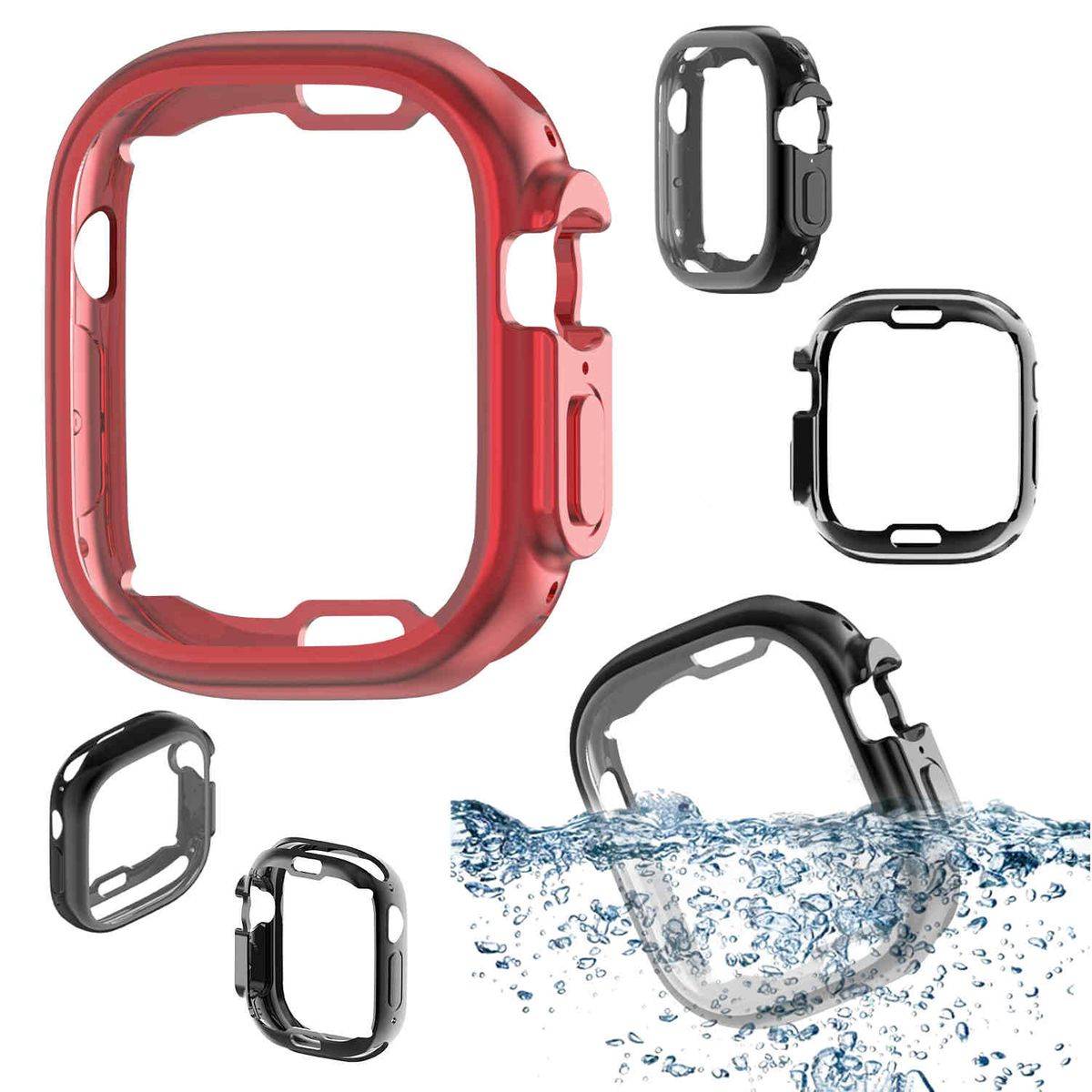 Für Apple Watch Ultra 1 + 2 49mm 2 in 1 Hülle TPU Cover + PET Folie