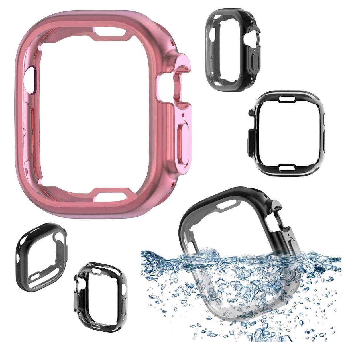 Für Apple Watch Ultra 1 + 2 49mm 2 in 1 Hülle TPU Cover + PET Folie