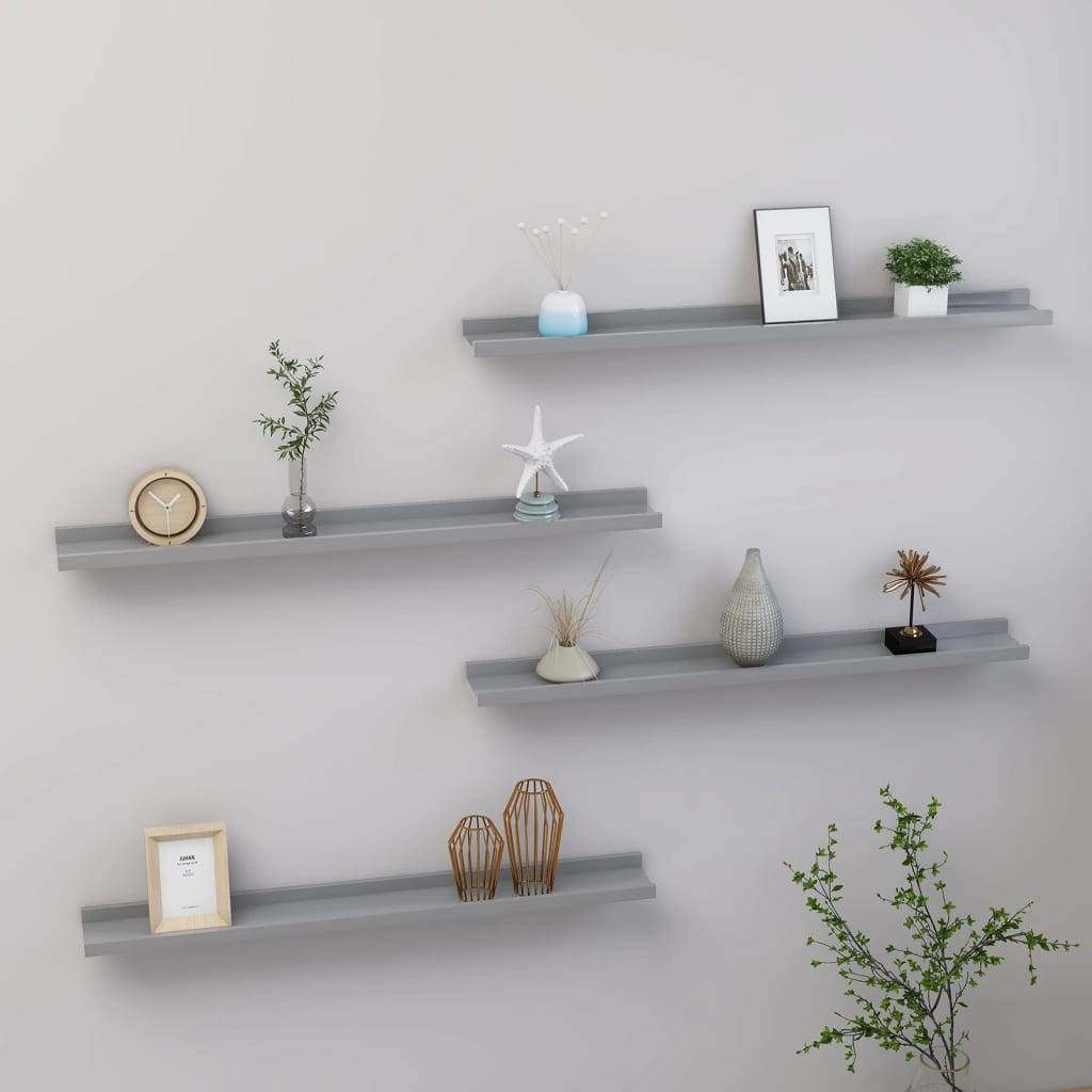 vidaXL Wandregale 4 Stk. Grau 80x9x3 cm