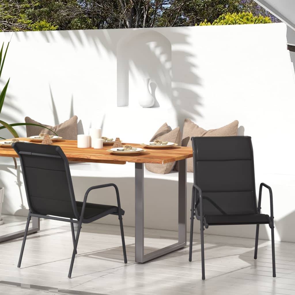 vidaXL Gartenstühle 2 Stk. Stahl und Textilene Schwarz