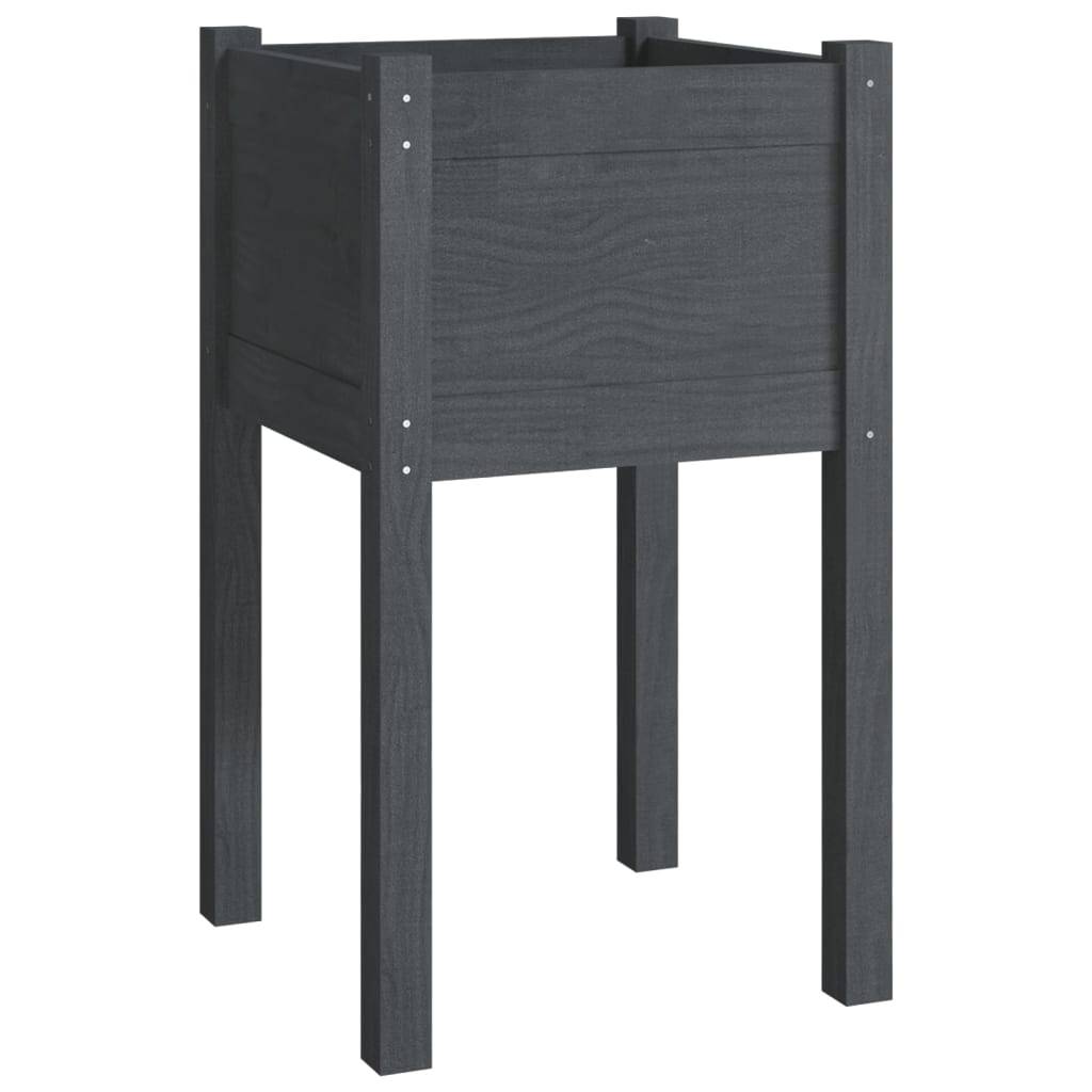 vidaXL Pflanzkübel Grau 40x40x70 cm Massivholz Kiefer