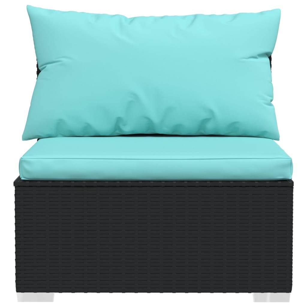 vidaXL 7-tlg. Garten-Lounge-Set mit Auflagen Poly Rattan Schwarz