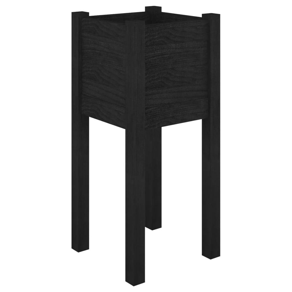 vidaXL Pflanzkübel Schwarz 31x31x70 cm Massivholz Kiefer