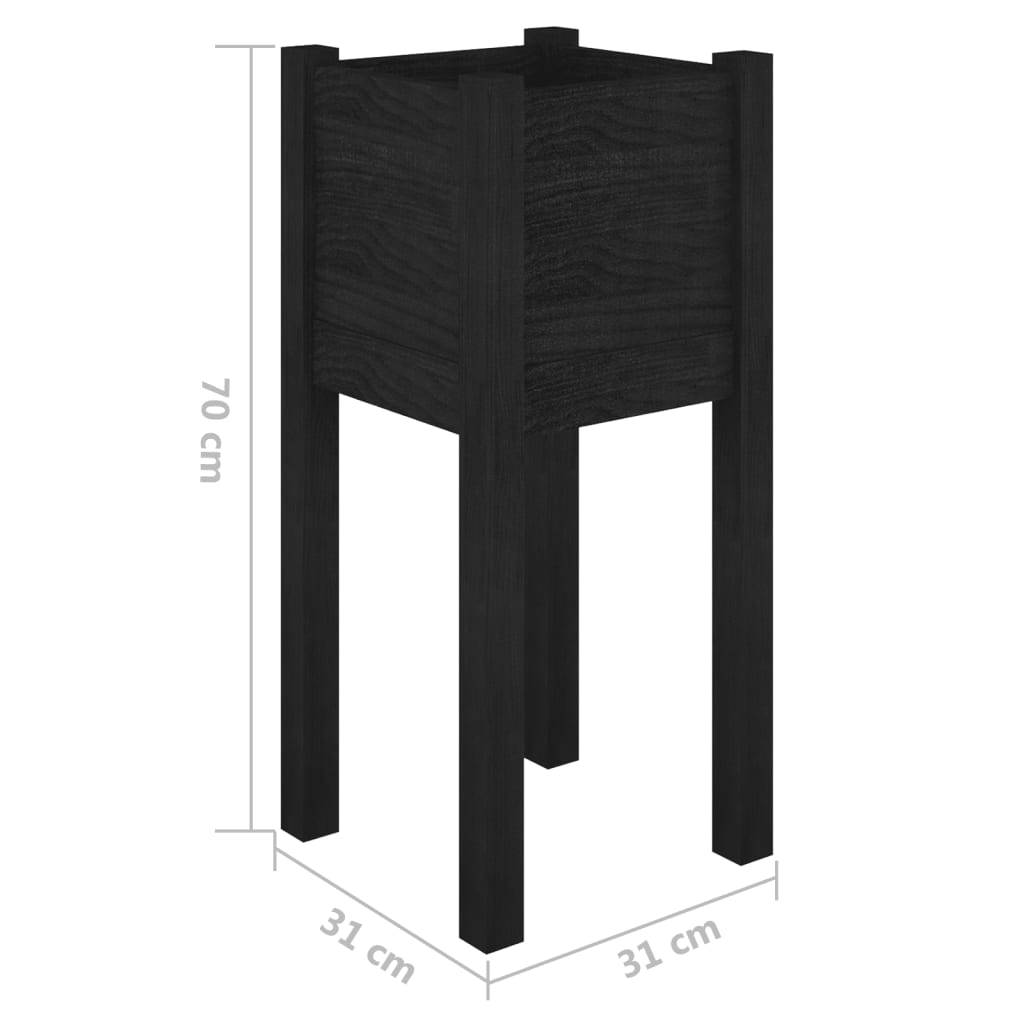 vidaXL Pflanzkübel Schwarz 31x31x70 cm Massivholz Kiefer