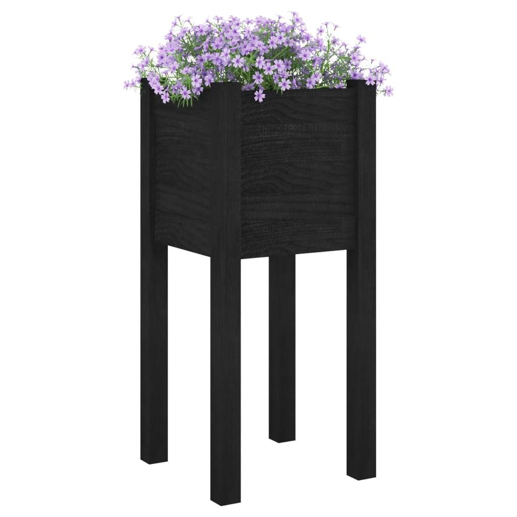 vidaXL Pflanzkübel Schwarz 31x31x70 cm Massivholz Kiefer