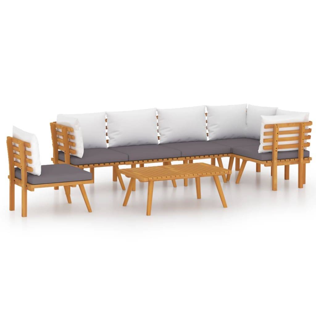 vidaXL 7-tlg. Garten-Lounge-Set mit Kissen Massivholz Akazie