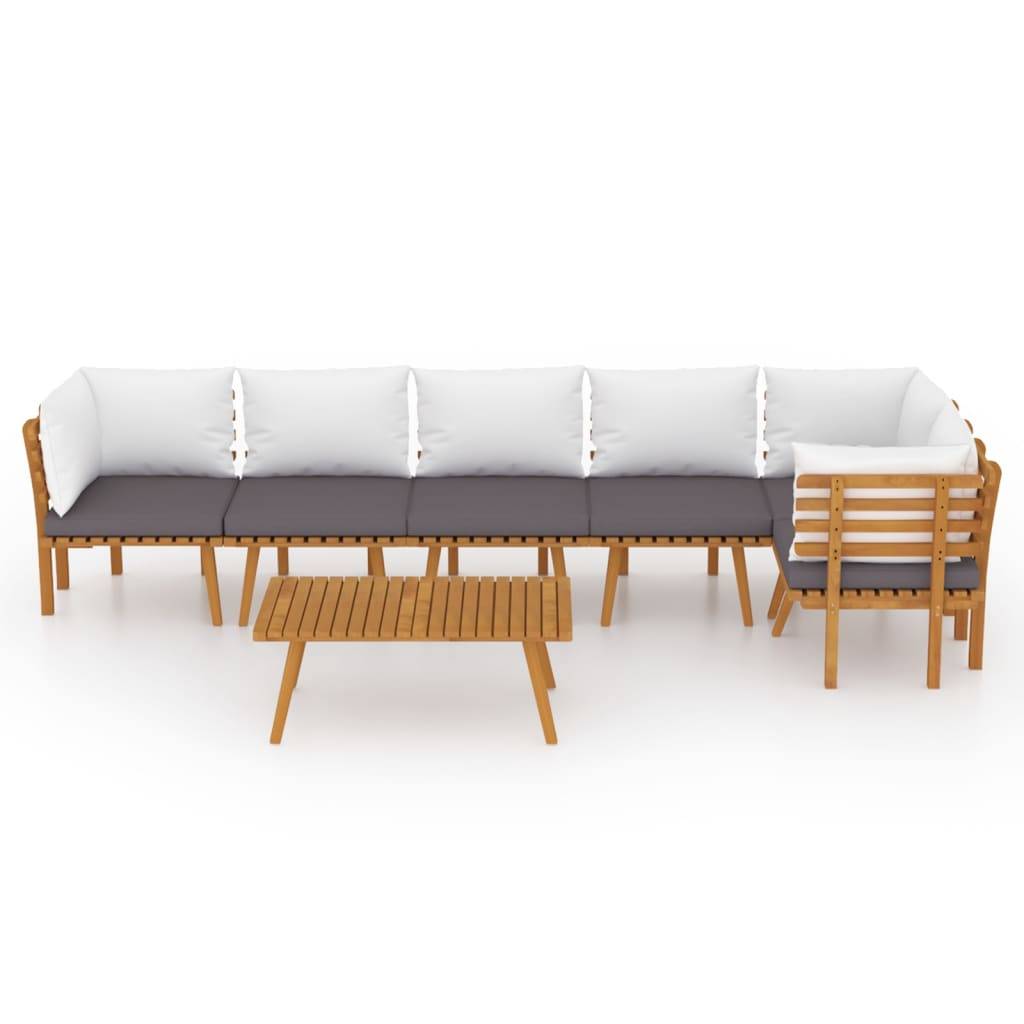 vidaXL 7-tlg. Garten-Lounge-Set mit Kissen Massivholz Akazie