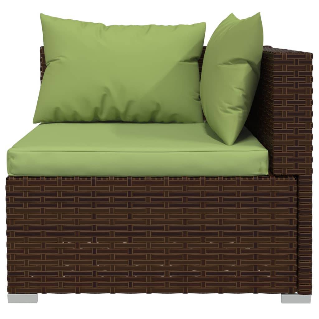 vidaXL 4-tlg. Garten-Lounge-Set mit Auflagen Poly Rattan Braun