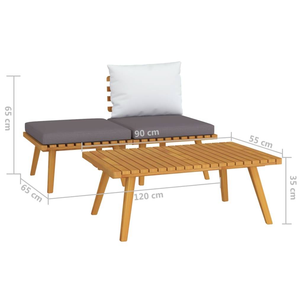vidaXL 3-tlg. Garten-Lounge-Set mit Kissen Massivholz Akazie