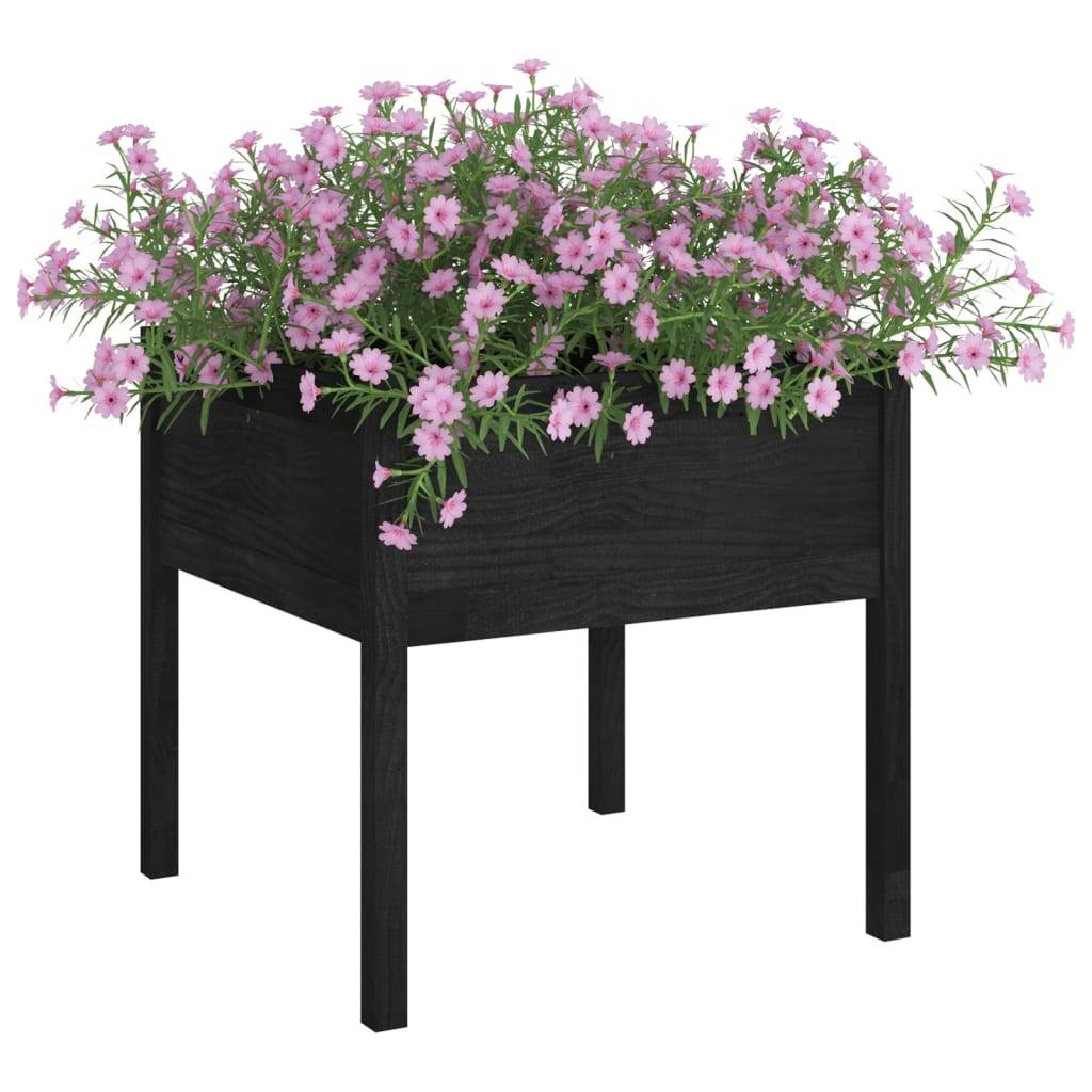 vidaXL Pflanzkübel 2 Stk. Schwarz 70x70x70 cm Massivholz Kiefer