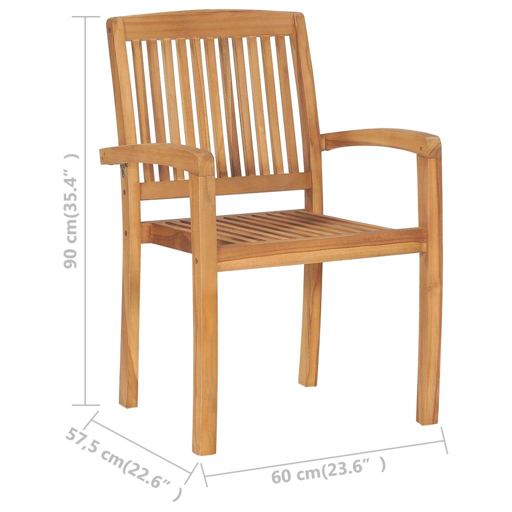 vidaXL Stapelbare Gartenstühle mit Kissen 8 Stk. Massivholz Teak