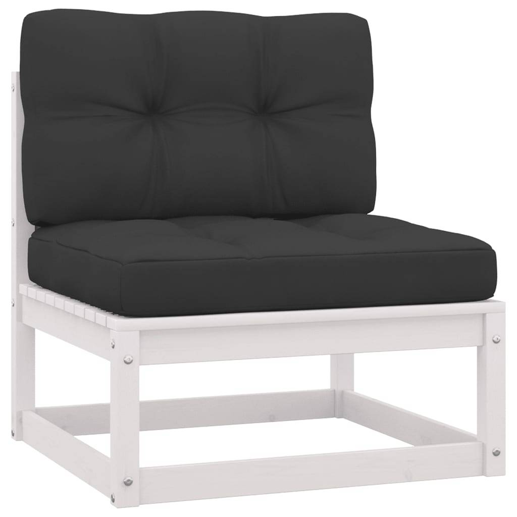 vidaXL 2-tlg. Garten-Lounge-Set mit Kissen Weiß Kiefer Massivholz