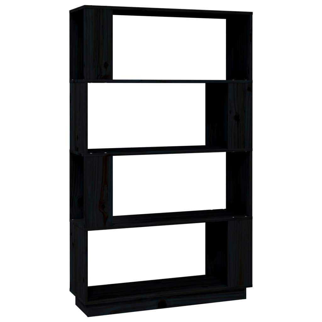 vidaXL Bücherregal/Raumteiler Schwarz 80x25x132 cm Massivholz Kiefer