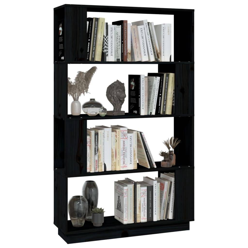 vidaXL Bücherregal/Raumteiler Schwarz 80x25x132 cm Massivholz Kiefer