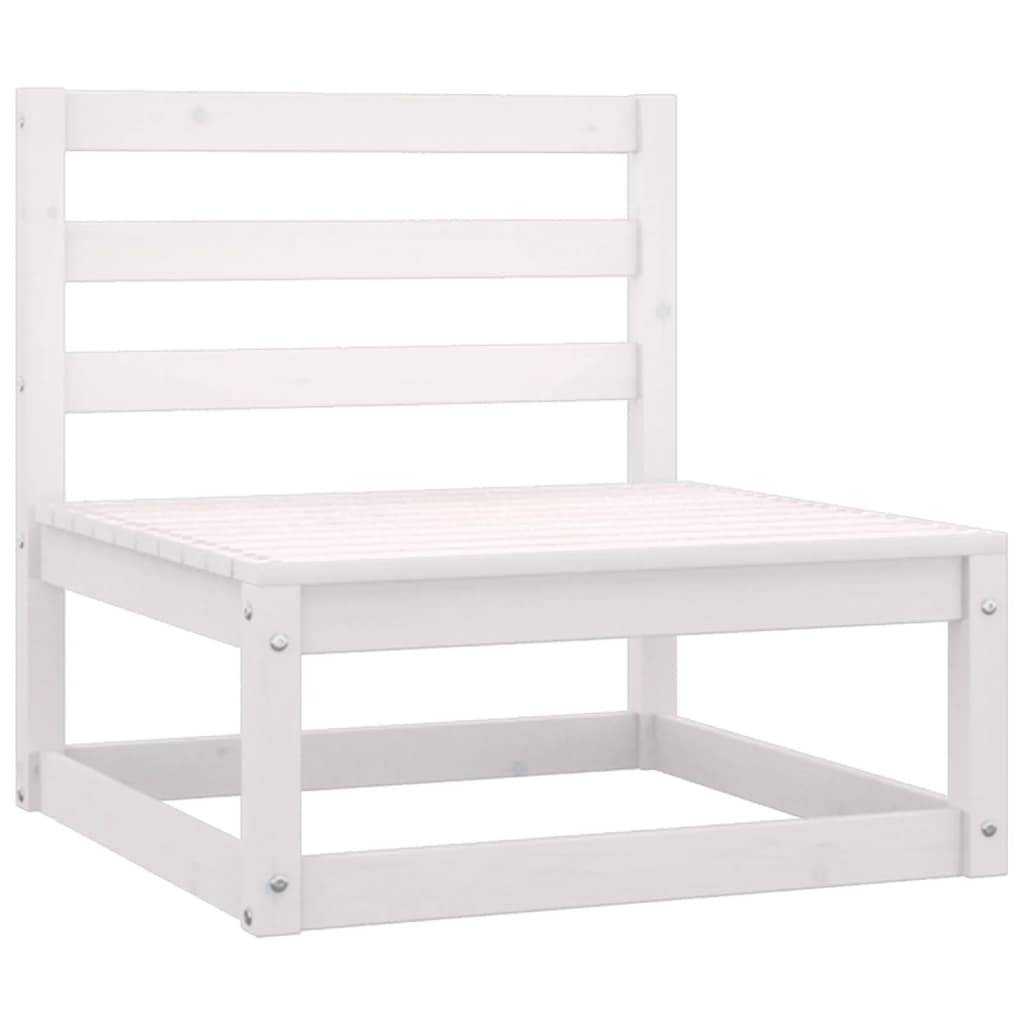 vidaXL Garten-Mittelsofa mit Anthrazit Kissen Weiß Massivholz Kiefer