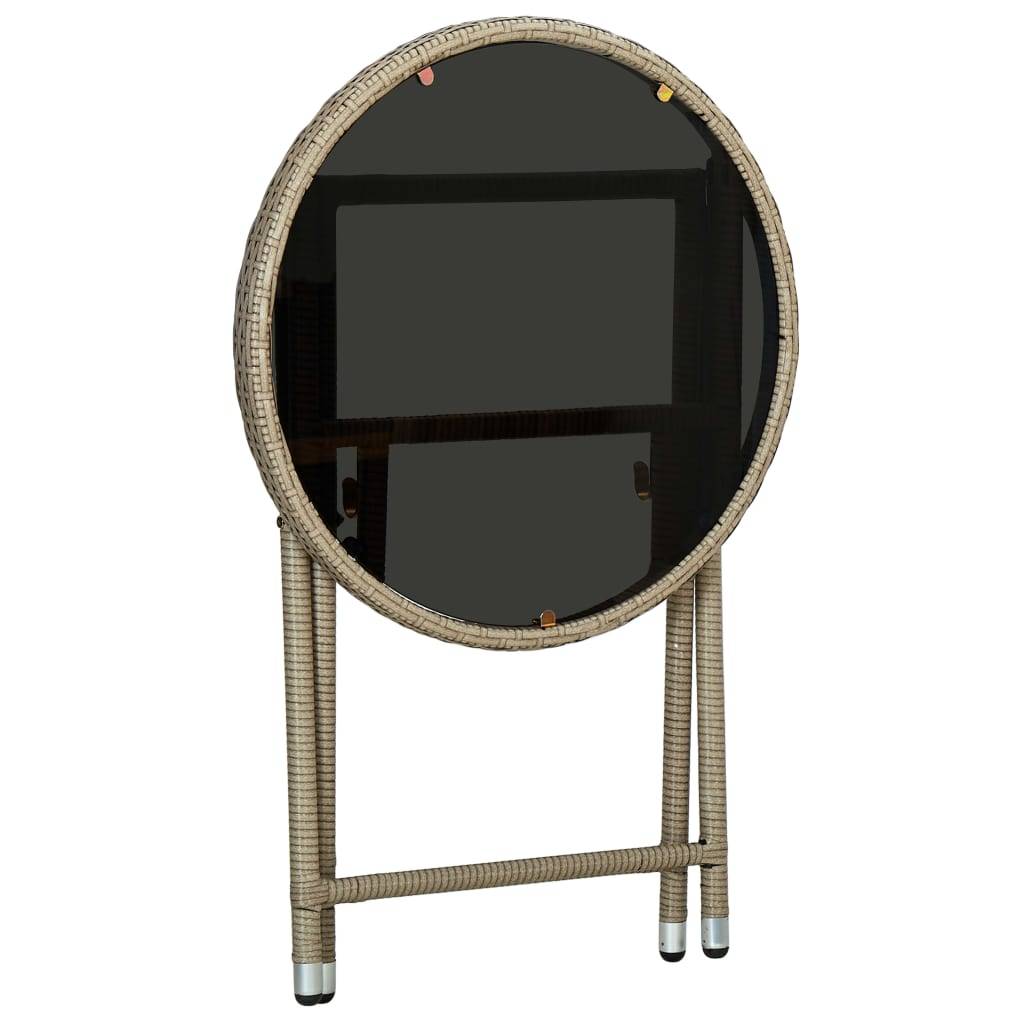 vidaXL Beistelltisch Beige 60 cm Poly Rattan und Hartglas