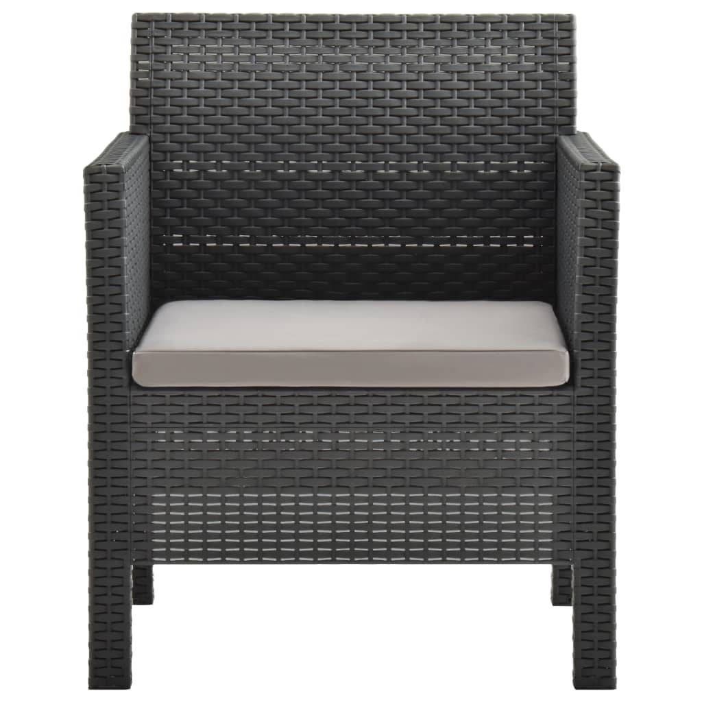 vidaXL 3-tlg. Garten-Lounge-Set mit Kissen PP Rattan Anthrazit