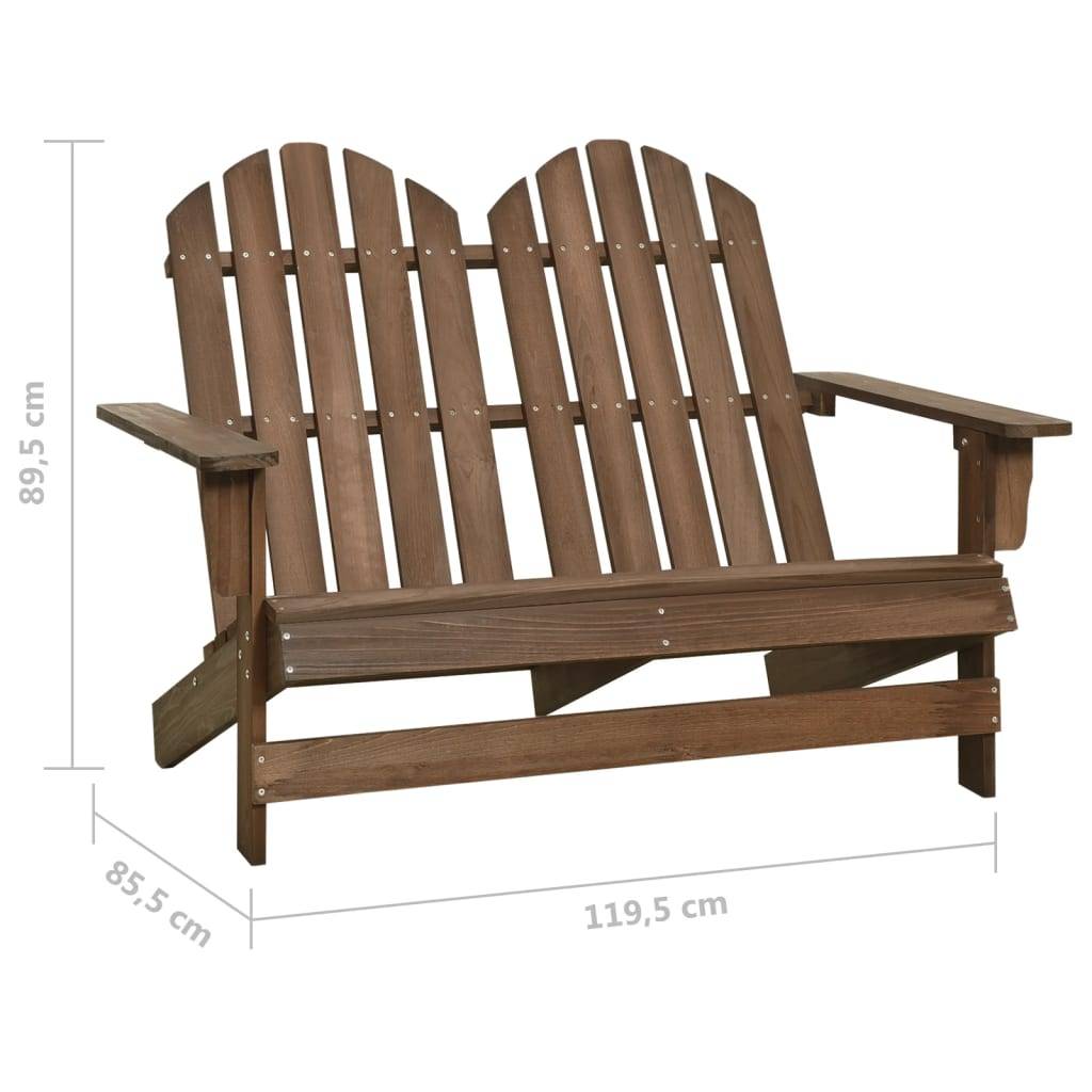 vidaXL Adirondack-Gartenbank 2-Sitzer Massivholz Tanne Braun