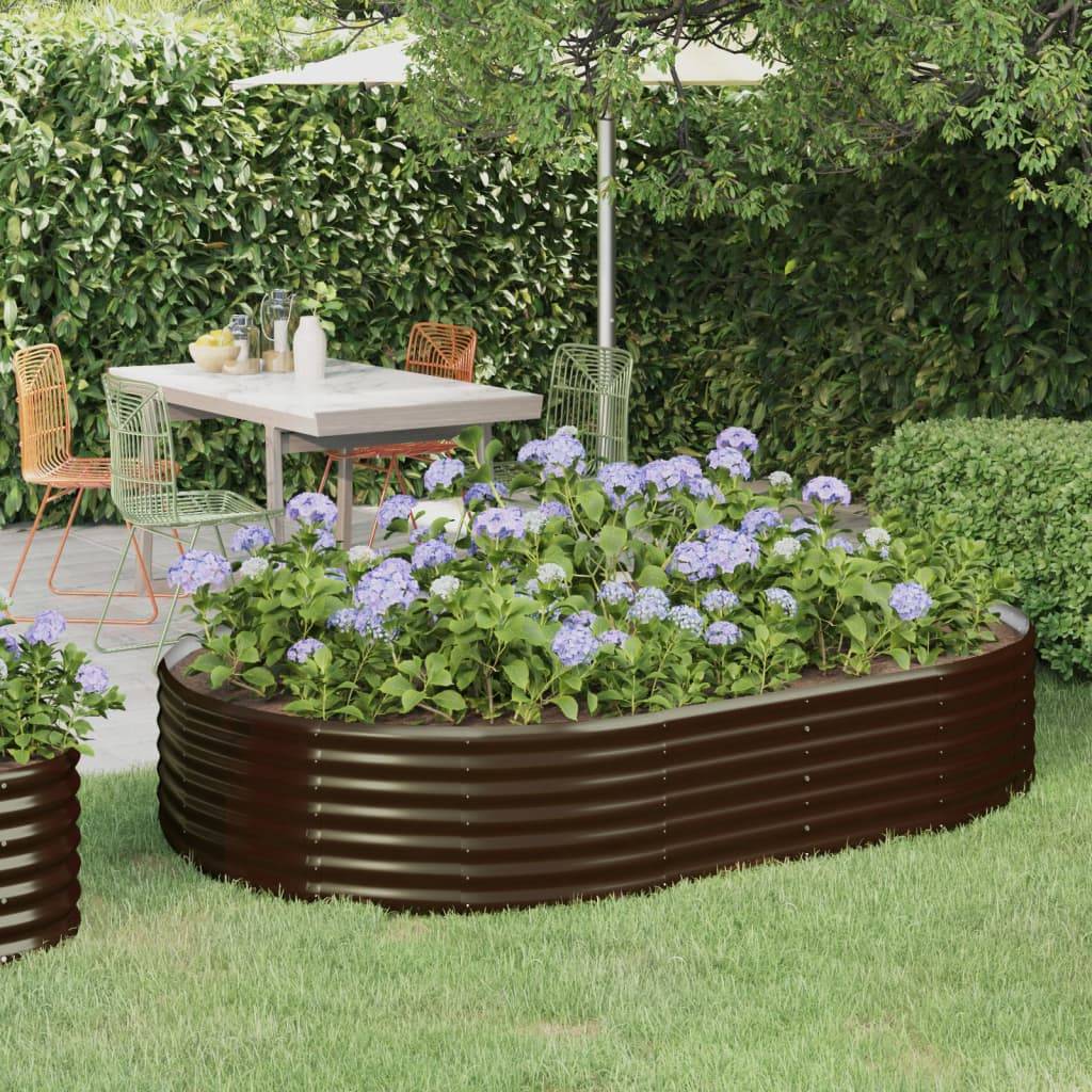 vidaXL Hochbeet Pulverbeschichteter Stahl 214x140x36 cm Braun