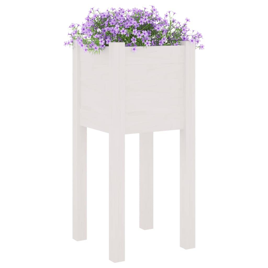 vidaXL Pflanzkübel 2 Stk. Weiß 31x31x70 cm Massivholz Kiefer