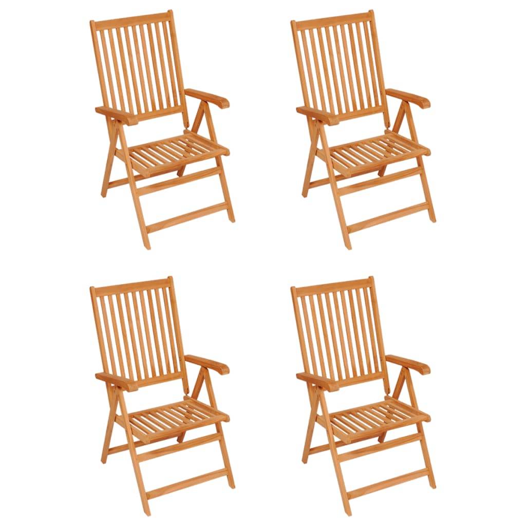 vidaXL Gartenstühle 4 Stk. mit Taupe Kissen Massivholz Teak