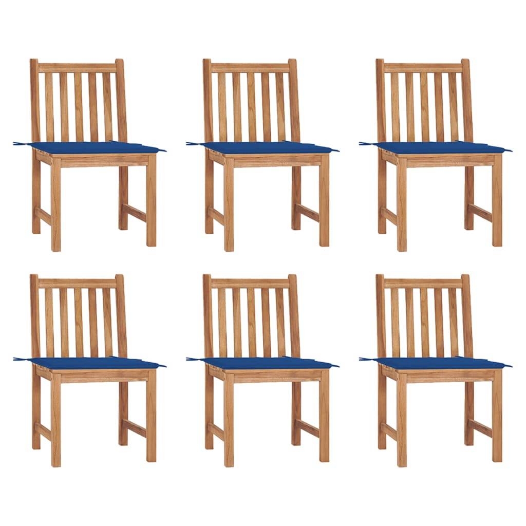 vidaXL Gartenstühle 6 Stk. mit Kissen Massivholz Teak