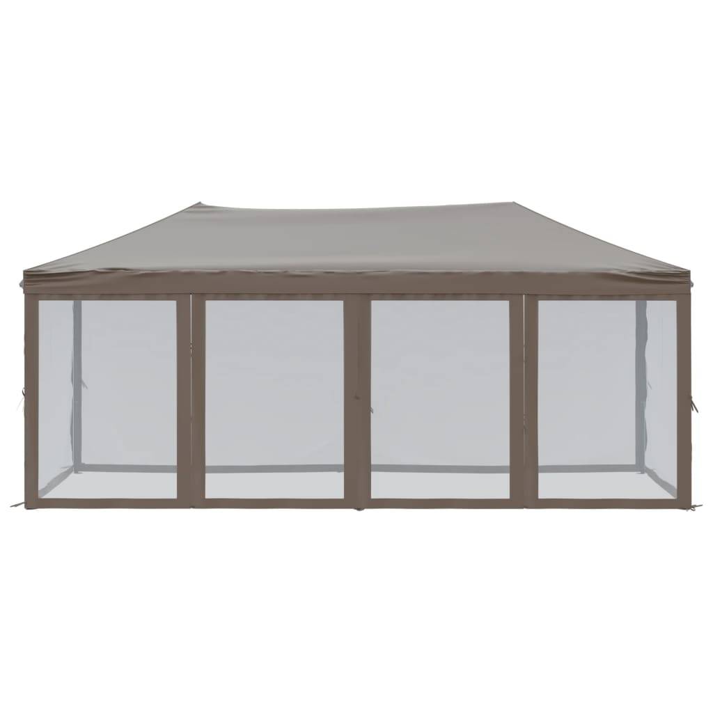 vidaXL Partyzelt Faltbar mit Seitenwänden Taupe 3x6 m
