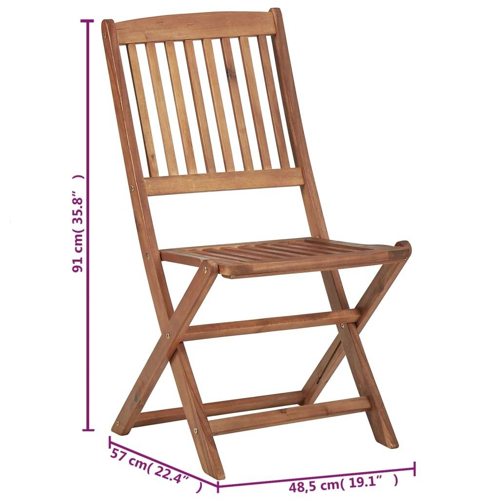 vidaXL Klappbare Gartenstühle 6 Stk. mit Kissen Massivholz Akazie