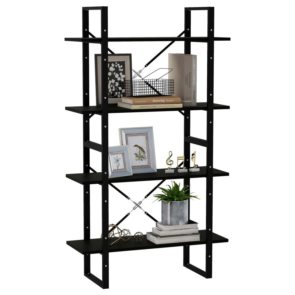 vidaXL Bücherregal 4 Böden Schwarz 80x30x140 cm Massivholz Kiefer