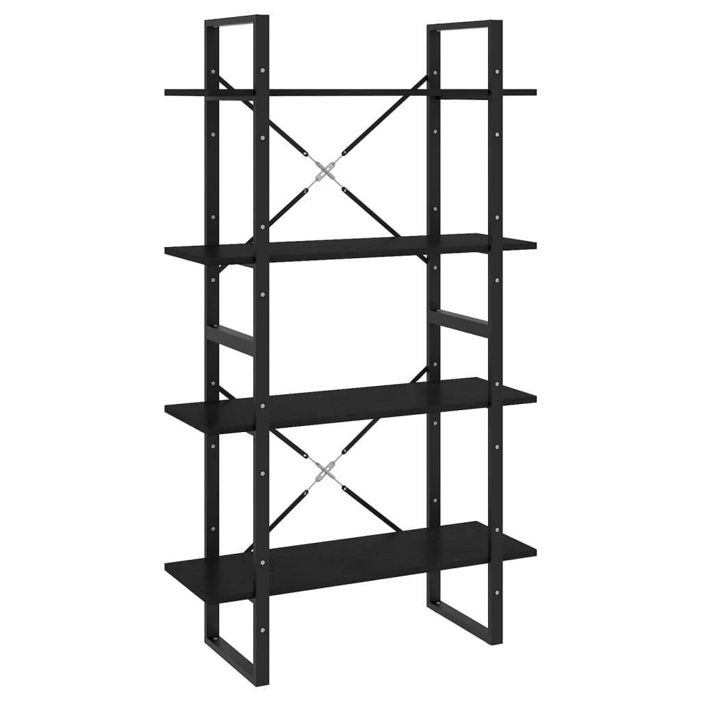 vidaXL Bücherregal 4 Böden Schwarz 80x30x140 cm Massivholz Kiefer